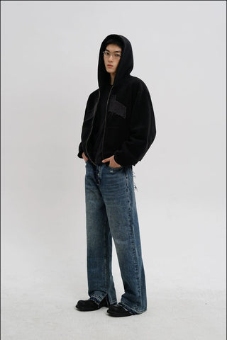 [MASONPRINCE] Distressed High-Waist Denim Jeans