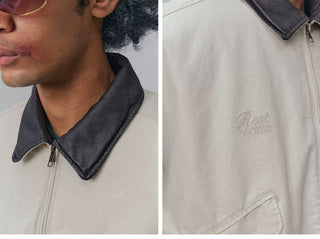 [Monterest] Washed Cotton Work Jacket with Leather Collar