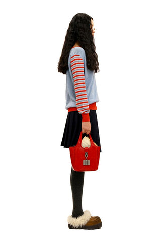 [Moromoro2] Striped Sleeve Deep V-Neck Knit  Sweater