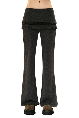 [Moromoro2] Lace Trim Layered Flare Pants