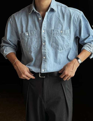Pen Two-Pocket Stone Denim Shirt (3 colors)