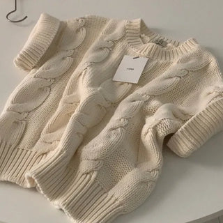 Cable Roll-Up Short-Sleeve Knit