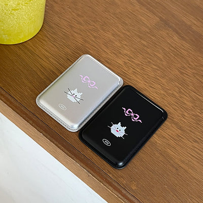 cat ribbon magsafe silver card wallet (single product)