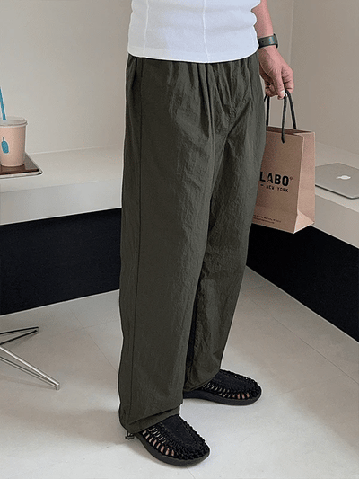Woody Lightweight Nylon Wide Elastic Pants