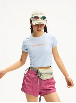 [Monterest] Quick-Dry Slim Fit Crop Logo Tee