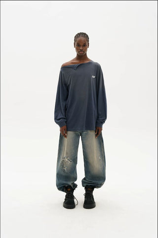 [MASONPRINCE] Double Layer Collar Long Sleeve Tee