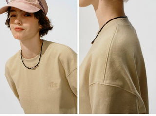 [Monterest] Relaxed Fit Logo Embroidered Sweatshirt