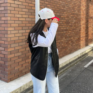 Leather zip-up vest