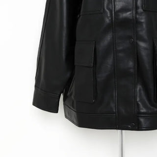 Oversized leather jacket