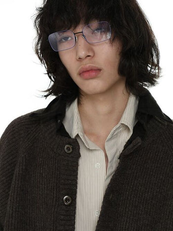 MASONPRINCE Herringbone Round-Neck Wool Cardigan