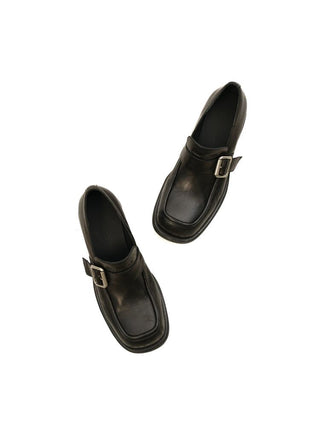 [Moromoro2] Distressed Leather Loafers