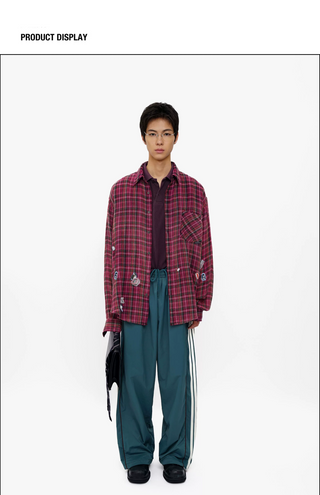 [MASONPRINCE] Sticker Series Ombre Plaid Shirt