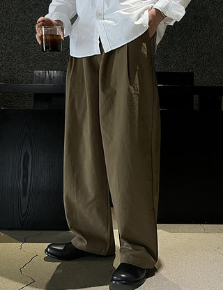 Cotton Double-Pleated Elastic Pants (5 colors)