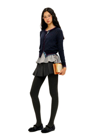 [Moromoro2] Striped Mesh Lace Knit Set