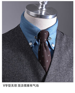 [CULTUM] Herringbone Wool Blend Suit Vest