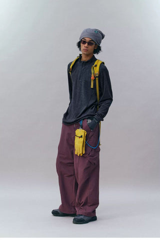 [Monterest] 3A Antibacterial Grid Fleece Half-Zip Tee