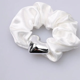 Silver Heart Scrunchie