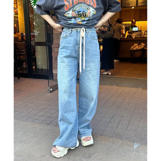 String denim pants