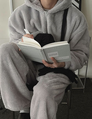 Boa Fleece Hooded Pants Set (4 colors)