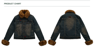 [Moromoro2] Detachable Fur Distressed Denim  Jacket