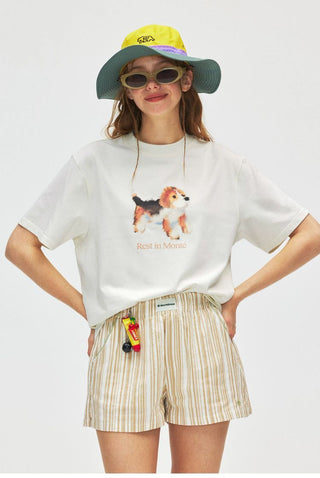 [Monterest] Ink Print Crewneck Cotton T-Shirt