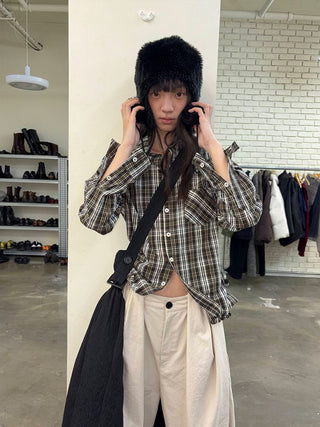 [NeverSeez] Plaid Cotton Shirt