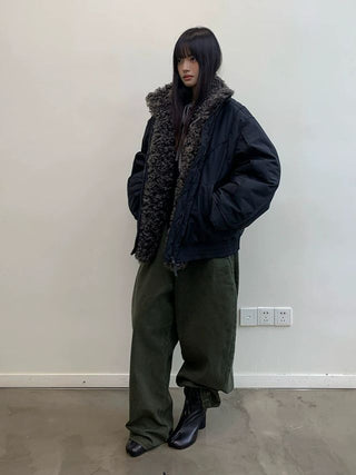 NEVERSEEZ Detachable Fur Collar Parka Jacket