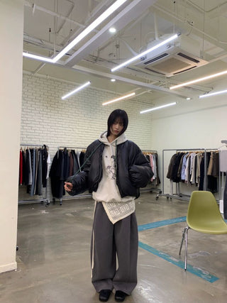 [NEVERSEEZ] Cropped Puffer Down Jacket