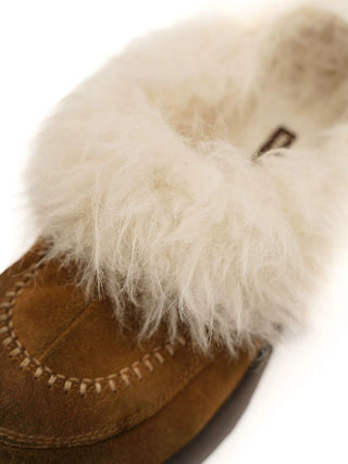 [Moromoro2] Suede Fur-Lined Platform Mules
