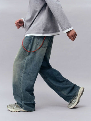 [Monterest] Washed Wide Leg Denim Pants