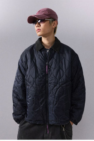 [Monterest] Quilted Coach Jacket with Corduroy Collar