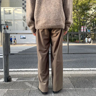 Belted wide slacks