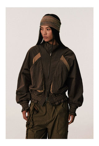 [CONP] Pleated Spliced Crinkle Nylon Jacket