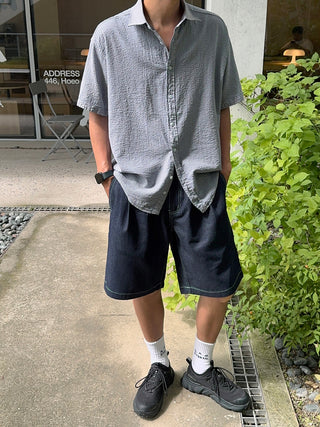 All Day Double-Tuck Half-Band Denim Shorts