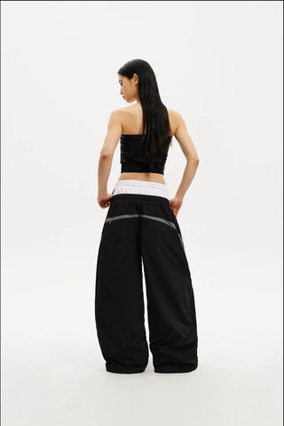 [MASONPRINCE] Deconstructed Wide Leg Track Pants