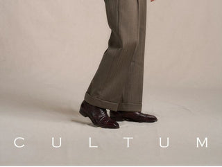 [CULTUM] Wool Blend Double Pleat Straight Trousers