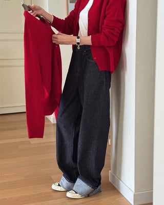 Wide-leg denim pants