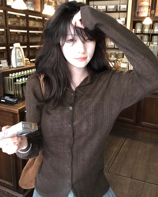 See-through knit cardigan