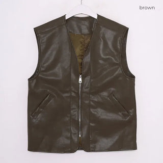 Leather zip-up vest