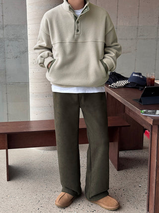 Steady Fleece-Lined Corduroy Wide Pants