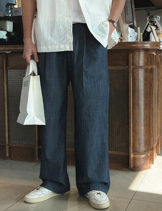 Note Linen Denim Elastic Waist Pants (4 colors)