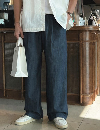 Note Linen Denim Elastic Waist Pants (4 colors)