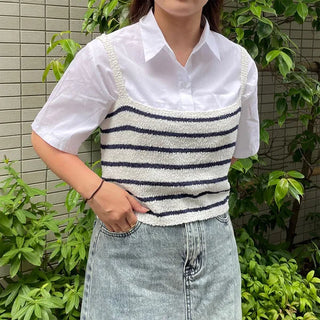 Cotton color short-sleeved shirt