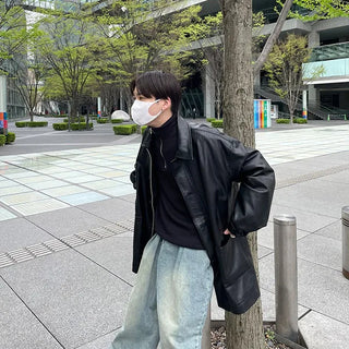 Single Half Leather Jacket