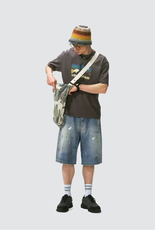 [Monterest] Paint Splatter Distressed Denim Shorts