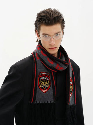 [MASONPRINCE] POLIZEI Emblem Fringe Scarf