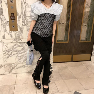 Slit Ribbon Leggings Pants