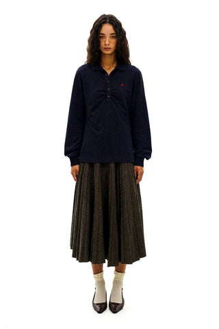 [Moromoro2] Houndstooth Wool Blend Pleated  Skirt