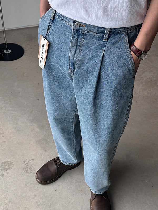 Raz Relaxed Fit One-Pleat Half-Elastic Denim Pants