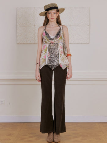 [NECY] Cross Zip Pocket Corduroy Flare Pants